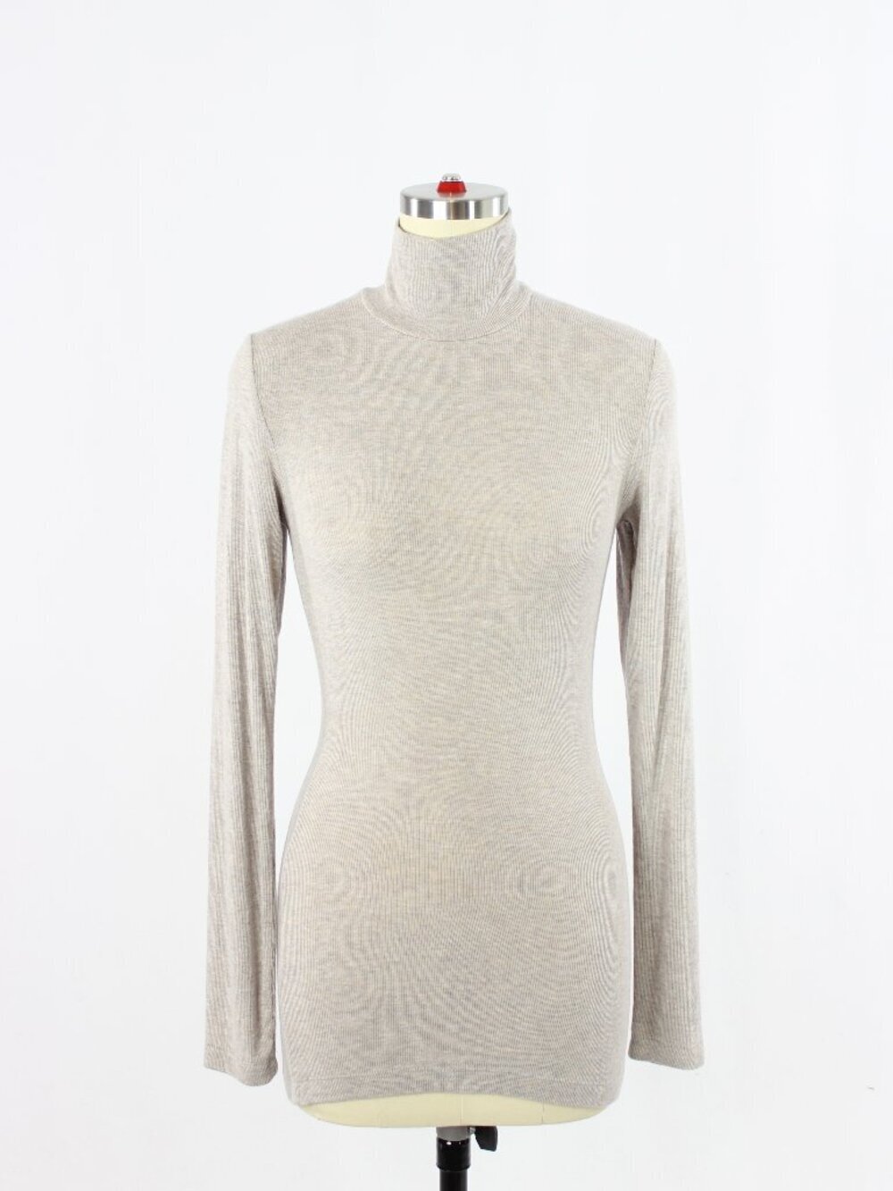 Aritzia WILFRED Only Grey Modal Ribbed Jersey Turtleneck T-Shirt Top, Size S